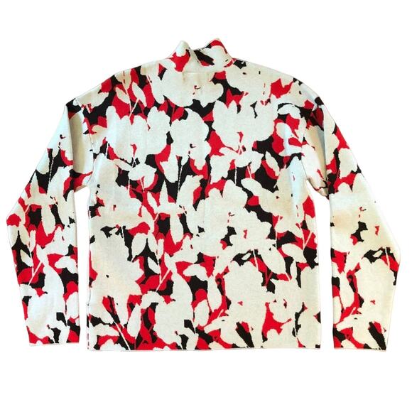 Anthropologie Lizzie Mock Neck Sweater Red Floral - Picture 4 of 10